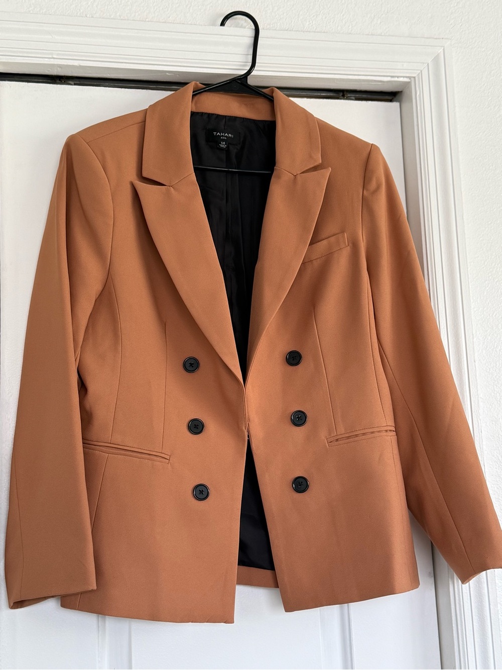 Tahari Double-Breasted Caramel-Tan Blazer